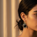 Load image into Gallery viewer, 925 Sterling Silver Black Onyx & Peridot Earrings for Women