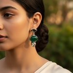 将图像加载到图库查看器中, 925 Silver Green Onyx Earrings for Women | Dangle Earrings