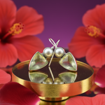 Load image into Gallery viewer, 925 Silver Pearl & Green Gemstone Earrings for Women