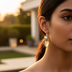 Load image into Gallery viewer, 925 Silver Pearl & Green Gemstone Earrings for Women