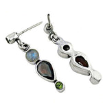 Load image into Gallery viewer, 925 Silver Moonstone & Peridot Drop Earrings for Women