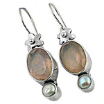 Load image into Gallery viewer, 925 Silver Moonstone & Pearl Drop Earrings for Women | Gift