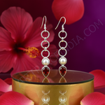 Load image into Gallery viewer, 925 Silver Pearl & Red Gemstone Earrings for Women