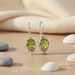 Load image into Gallery viewer, 925 Silver Peridot Drop Earrings for Women | Green Gemstone Jewelry