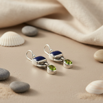 Load image into Gallery viewer, 925 Silver Peridot & Lapis Earrings for Women | Dangle Earrings
