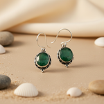 Load image into Gallery viewer, 925 Silver Emerald Drop Earrings for Women | Gemstone Jewelry