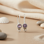 Load image into Gallery viewer, 925 Silver Amethyst Drop Earrings for Women | Gemstone Jewelry