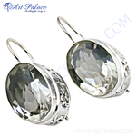 将图像加载到图库查看器中, 925 sterling silver teardrop crystal dangle earrings, sparkling clear gemstone, elegant jewelry for women.