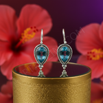 将图像加载到图库查看器中, 925银蓝色托帕石水滴形耳环(女士款)