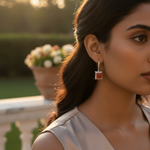 Load image into Gallery viewer, Silver Red Gemstone Earrings for Women | Daily Wear Jewelry