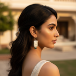 Load image into Gallery viewer, 925 Silver Pearl & Emerald Earrings for Women | Dangle Earrings