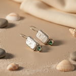 Load image into Gallery viewer, 925 Silver Pearl & Emerald Earrings for Women | Dangle Earrings