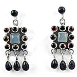 Load image into Gallery viewer, 925 Silver Garnet & Iolite Drop Earrings for Women | Gift