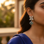 将图像加载到图库查看器中, 925 Silver Flower Drop Earrings with Labradorite | For Women