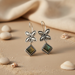 将图像加载到图库查看器中, 925 Silver Flower Drop Earrings with Labradorite | For Women