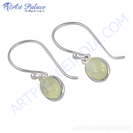 Load image into Gallery viewer, 925 sterling silver dangle earrings with oval lemon quartz gemstones, yellow color, for women.