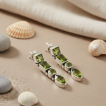 Load image into Gallery viewer, 925 Silver Peridot Drop Earrings for Women | Green Gemstone Jewelry