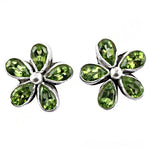 Load image into Gallery viewer, 925 Silver Peridot Flower Stud Earrings for Women | Gift