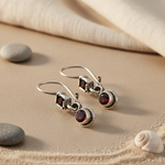 Load image into Gallery viewer, 925 Silver Garnet Drop Earrings for Women | Gemstone Jewelry