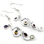 Load image into Gallery viewer, 925 Silver Multi Gemstone Drop Earrings for Women | Gift