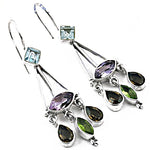 Load image into Gallery viewer, 925 Silver Multi-Gemstone Dangle Earrings for Women | Gift