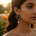 Load image into Gallery viewer, 925 Silver Garnet & Pearl Earrings for Women | Dangle Jewelry