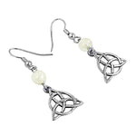Load image into Gallery viewer, Silver Celtic Knot Earrings with Pearl Beads | Women's Jewelry