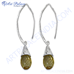 将图像加载到图库查看器中, 925 sterling silver dangle earrings with faceted citrine teardrop gemstones.