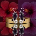 将图像加载到图库查看器中, 925纯银紫龙晶珍珠水滴耳环(女士款)| 垂坠式首饰