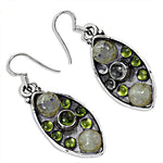 Load image into Gallery viewer, 925 Silver Moonstone & Peridot Earrings for Women | Dangle Jewelry