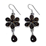 Load image into Gallery viewer, 925 Silver Flower Earrings | Smokey Quartz Gemstone Jewelry