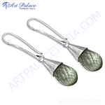 Load image into Gallery viewer, 925 sterling silver drop earrings featuring faceted green amethyst gemstones, a classic and elegant design.