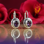 Load image into Gallery viewer, Pendientes de amatista con cierre de palanca en plata 925 | Joyería con piedras preciosas
