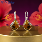 Load image into Gallery viewer, 925 Silver Amber Earrings | Natural Stone Dangle Earrings for Women