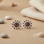 将图像加载到图库查看器中, 925 Silver Garnet Flower Earrings for Women | Gemstone Jewelry