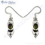 Load image into Gallery viewer, 925 sterling silver dangle earrings with a green gemstone, perfect for daily wear or gifting.