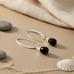 Load image into Gallery viewer, 925 Silver Black Onyx Drop Earrings for Women | Dangle Earrings