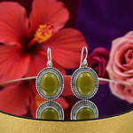 Load image into Gallery viewer, 925 Silver Olive Green Gemstone Earrings for Women | Gift