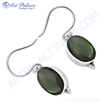Load image into Gallery viewer, 925 sterling silver drop earrings featuring oval-cut green labradorite gemstones, perfect for any occasion.