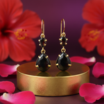 Load image into Gallery viewer, Gold Onyx Teardrop Earrings for Women | Dangle Earrings