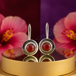 Load image into Gallery viewer, Silver Red Gemstone Drop Earrings for Women | Statement Jewelry
