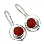 Load image into Gallery viewer, Silver Red Gemstone Drop Earrings for Women | Statement Jewelry