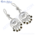 将图像加载到图库查看器中, 925 sterling silver dangle earrings featuring a circle design with gemstones, perfect for any occasion.
