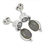 将图像加载到图库查看器中, 925 Silver Pearl & Moonstone Drop Earrings for Women