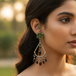 Load image into Gallery viewer, 925 Silver Peridot & Garnet Dangle Earrings for Women
