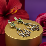 Load image into Gallery viewer, 925 Silver Peridot & Garnet Dangle Earrings for Women