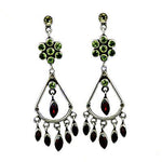 Load image into Gallery viewer, 925 Silver Peridot & Garnet Dangle Earrings for Women
