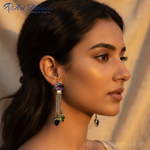 Load image into Gallery viewer, 925 Silver Amethyst & Peridot Dangle Earrings for Women