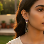 Load image into Gallery viewer, 925 Silver Amethyst & Peridot Dangle Earrings for Women