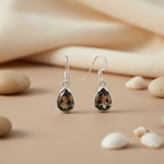 Load image into Gallery viewer, 925 Silver Smoky Quartz Teardrop Earrings for Women
